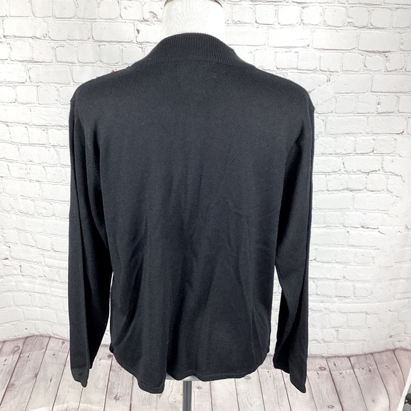 Vintage Jenny Retro Full Zip Sweater Women’s Size Large Black w/Red White Stripe - Picture 3 of 11